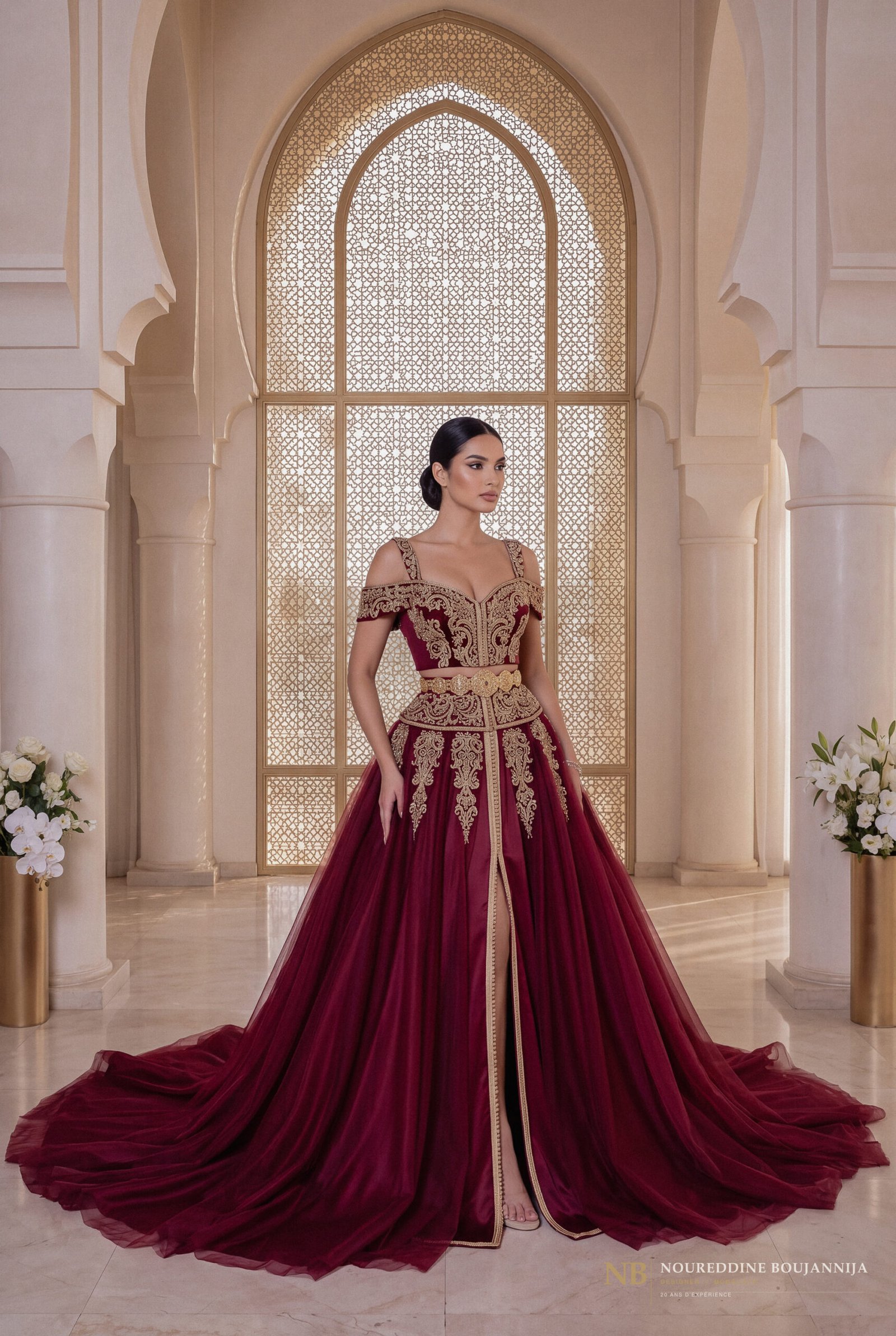 Caftan Rubis Bardot Minimal — vue principale