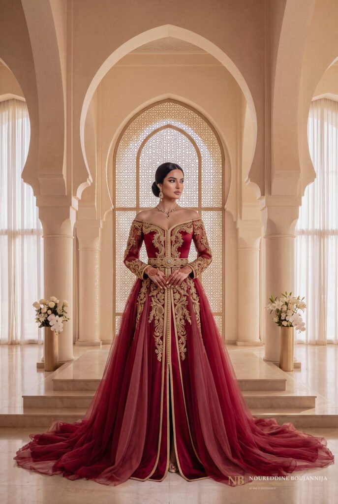 Caftan Rubis Épaules Dénudées — vue principale
