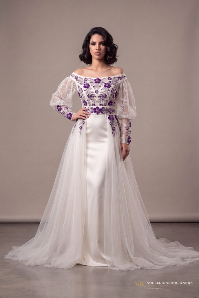 Robe caftan ivoire Mauve Impérial – vue principale