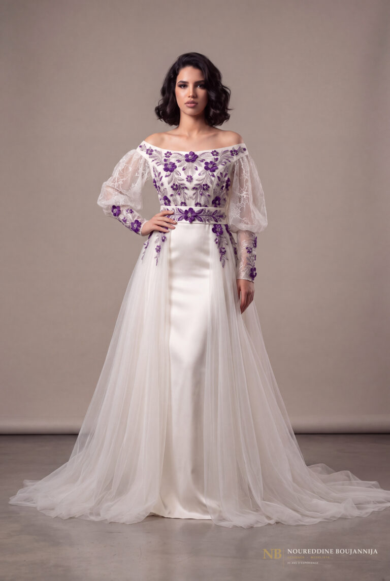 Robe caftan ivoire Mauve Impérial – vue principale