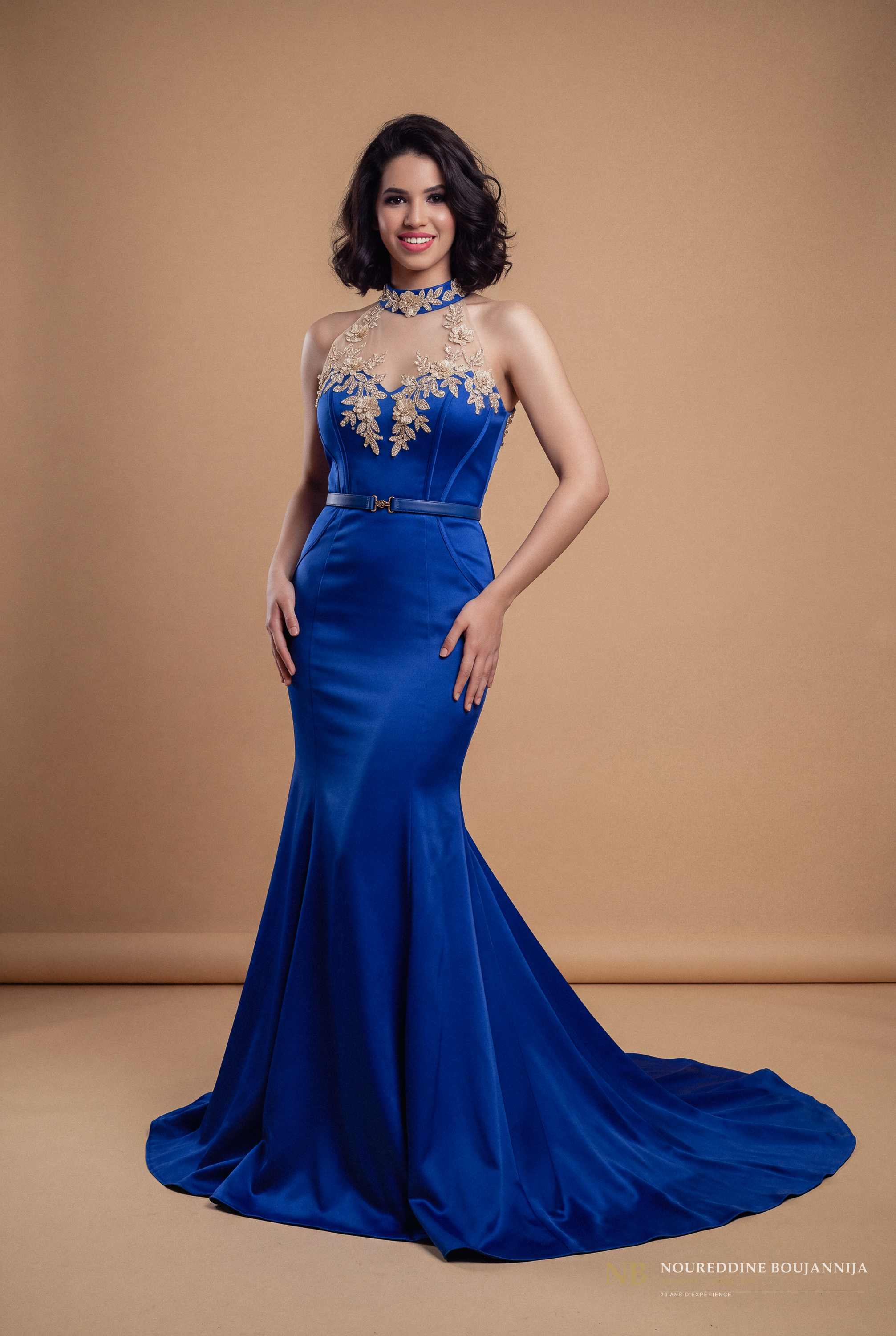 Caftan sirène bleu royal Ligne Pure – vue principale
