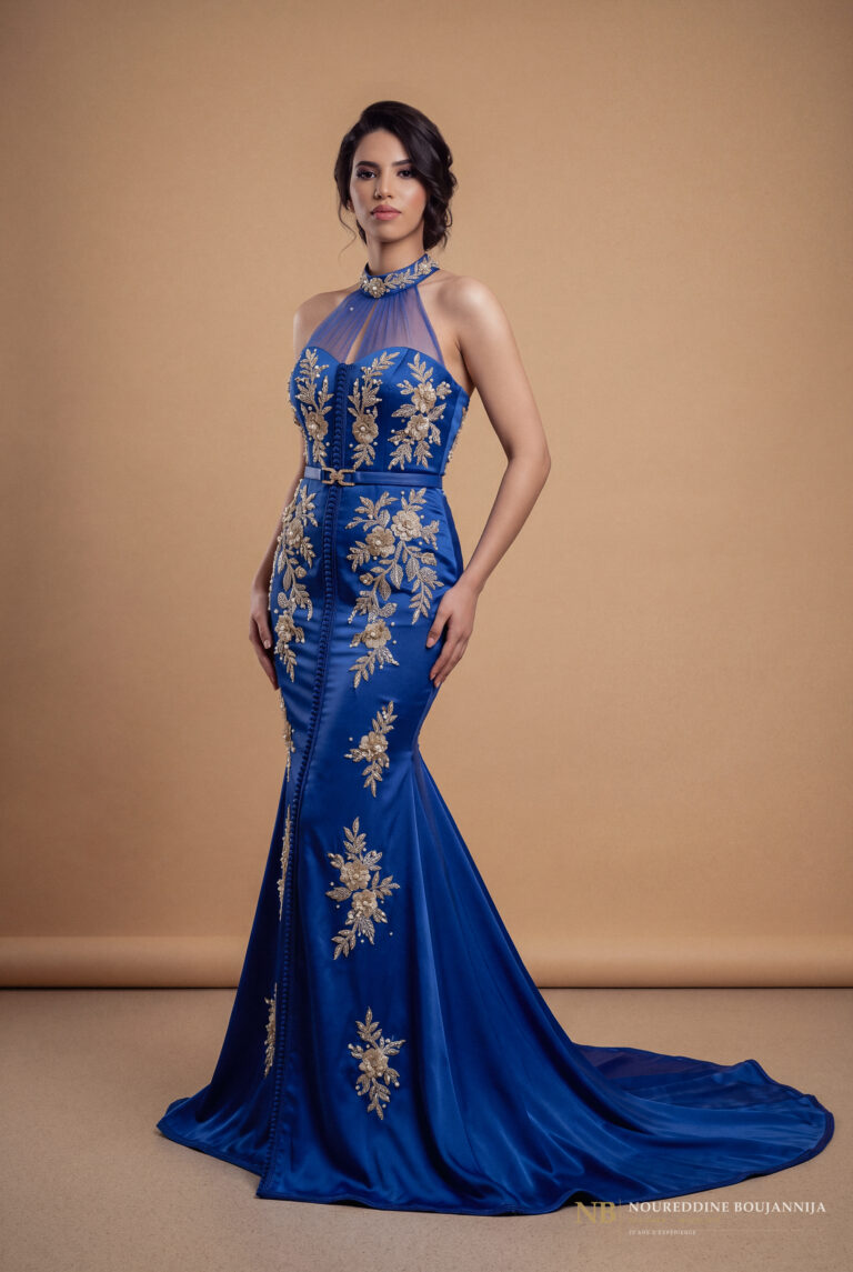Caftan sirène bleu royal Médaillon – vue principale