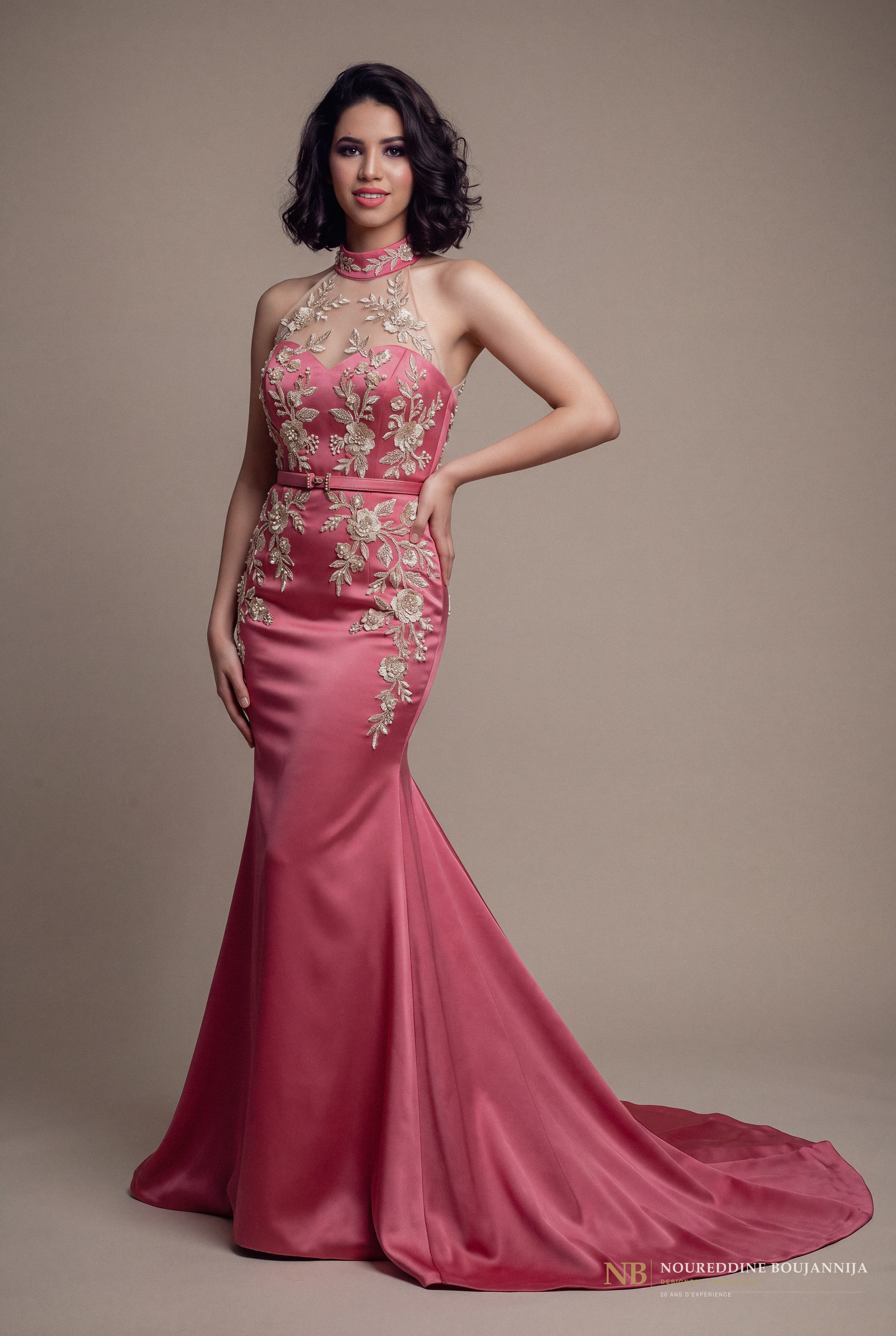 Caftan sirène rose framboise Rubis Rose – vue principale