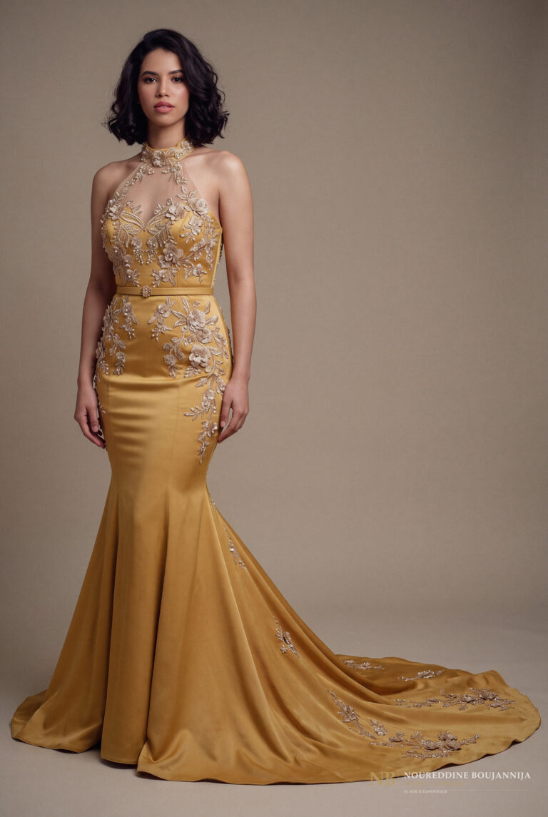 Caftan sirène ocre doré Sillage Miel – vue principale
