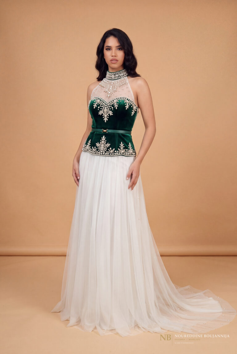 Robe caftan vert émeraude Perle d’Ivoire – vue principale