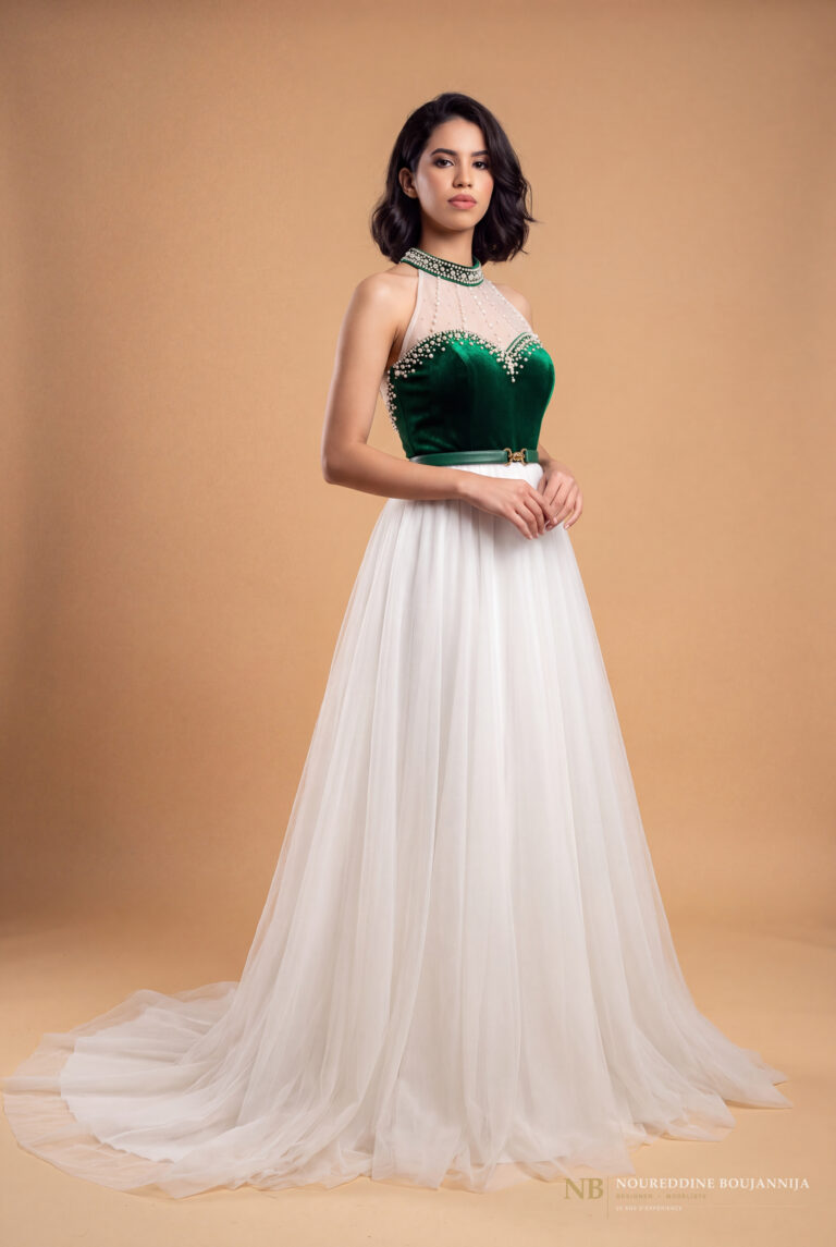 Robe caftan vert émeraude Ligne Perle – vue principale