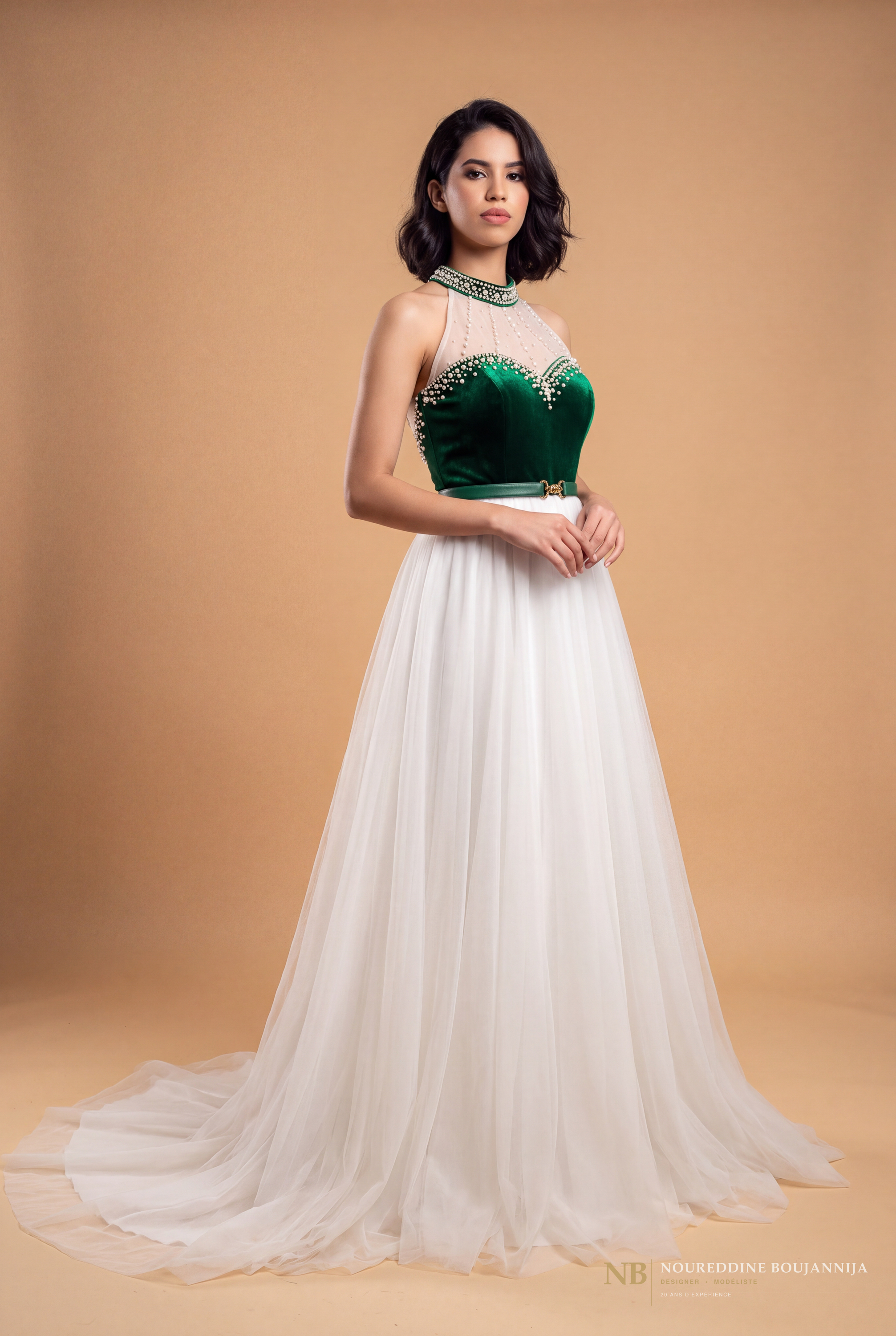 Robe caftan vert émeraude Ligne Perle – vue principale