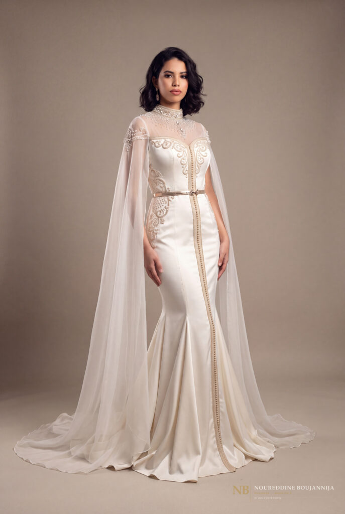 Caftan ivoire cape Halo – vue principale