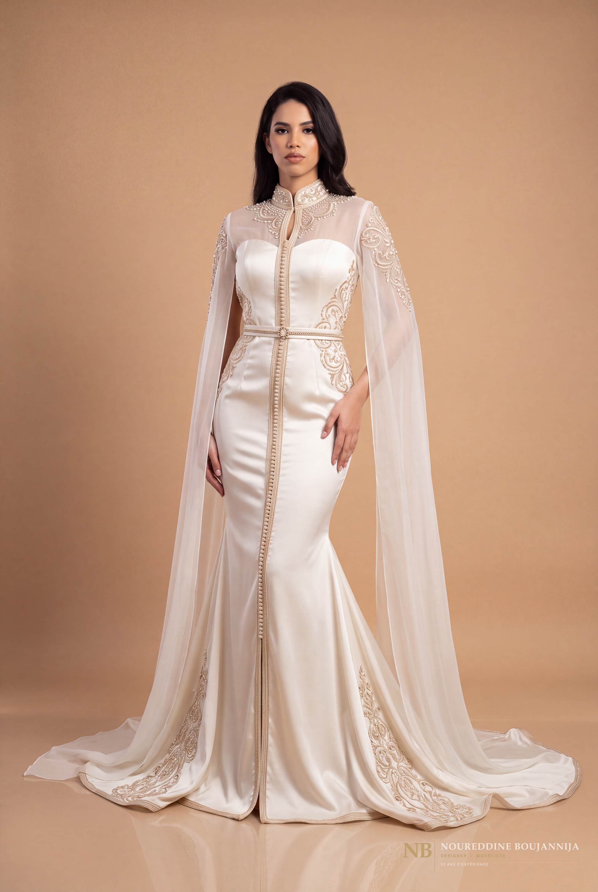 Caftan ivoire cape Col Souverain – vue principale