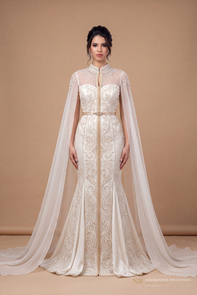 Caftan ivoire cape Brocart Royal – vue principale