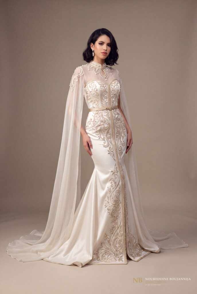Caftan ivoire cape Ligne Majesté – vue principale