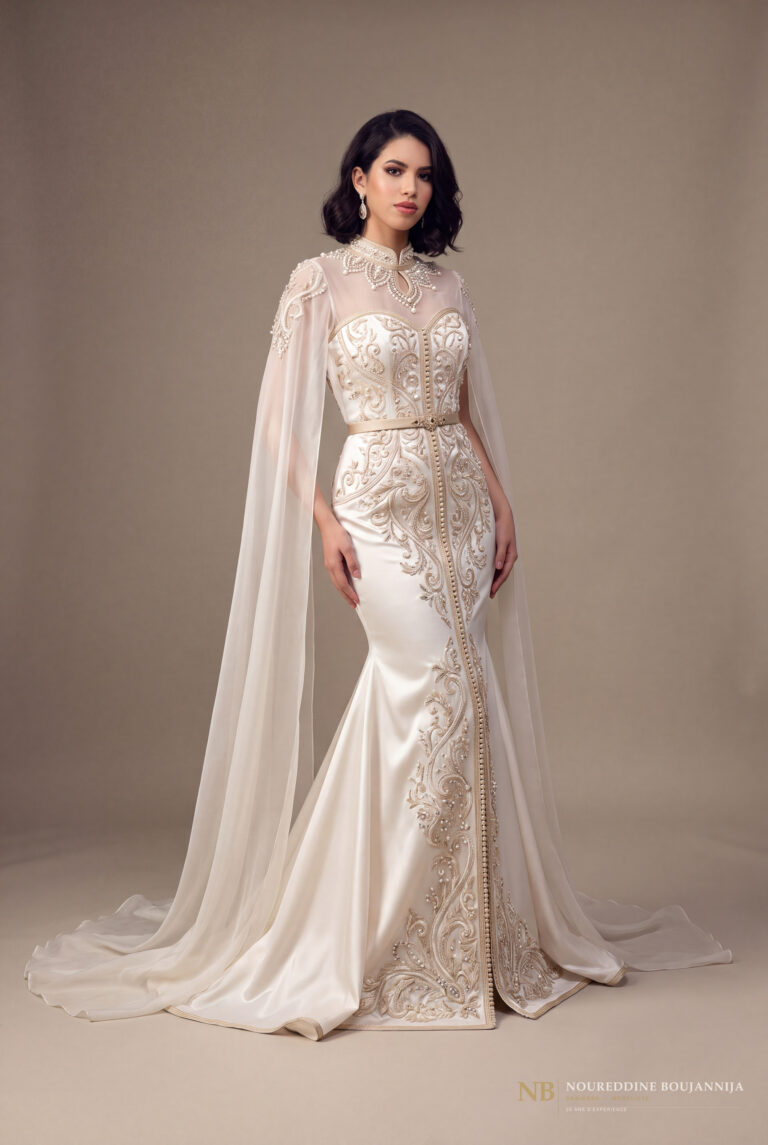Caftan ivoire cape Ligne Majesté – vue principale