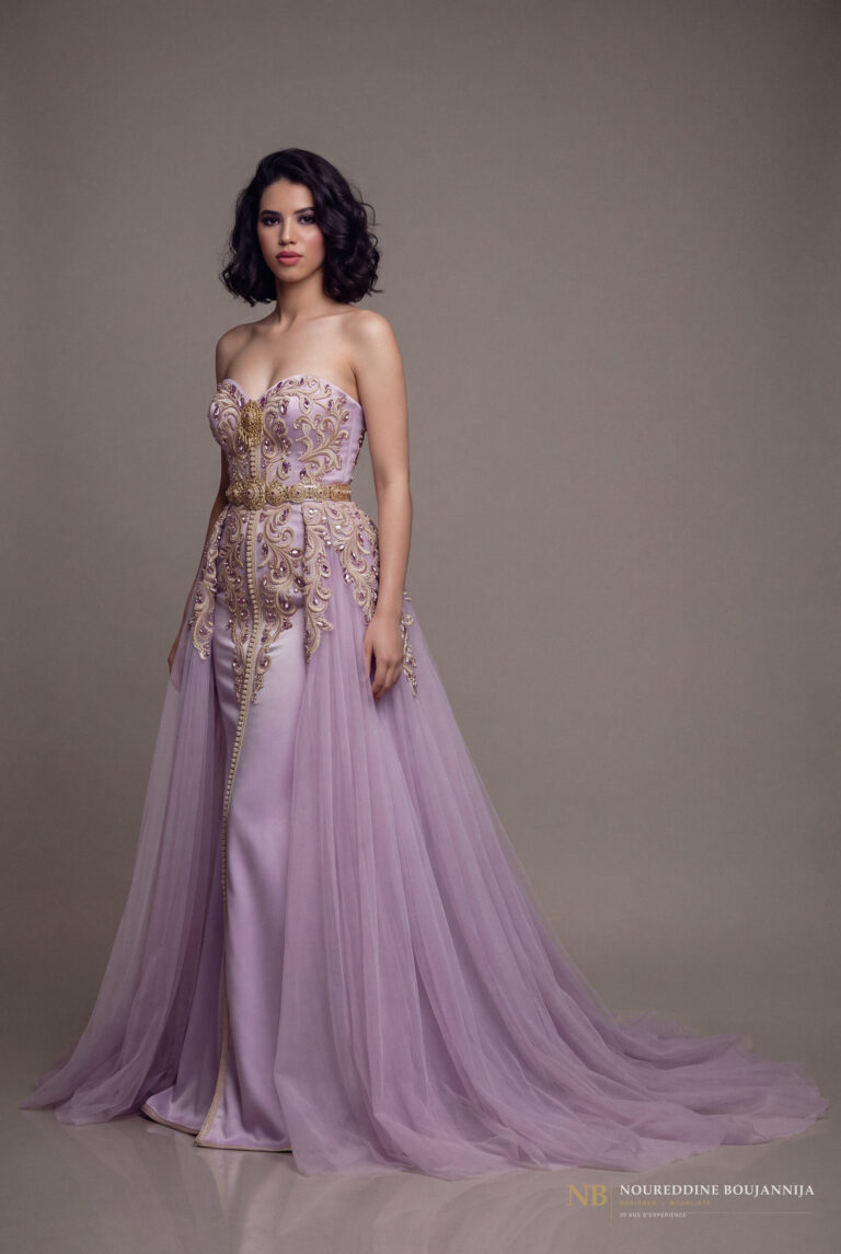 Robe caftan bustier lilas Jardin d’Iris – vue principale