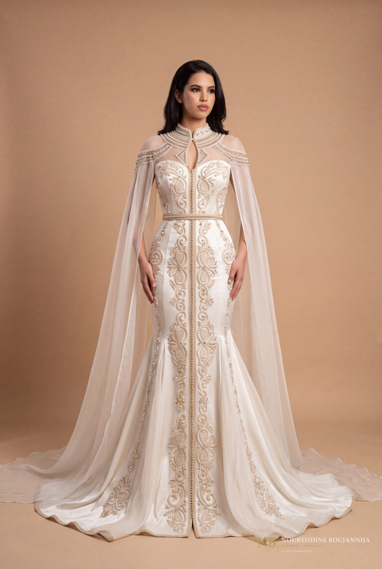 Caftan ivoire cape Héritage – vue principale