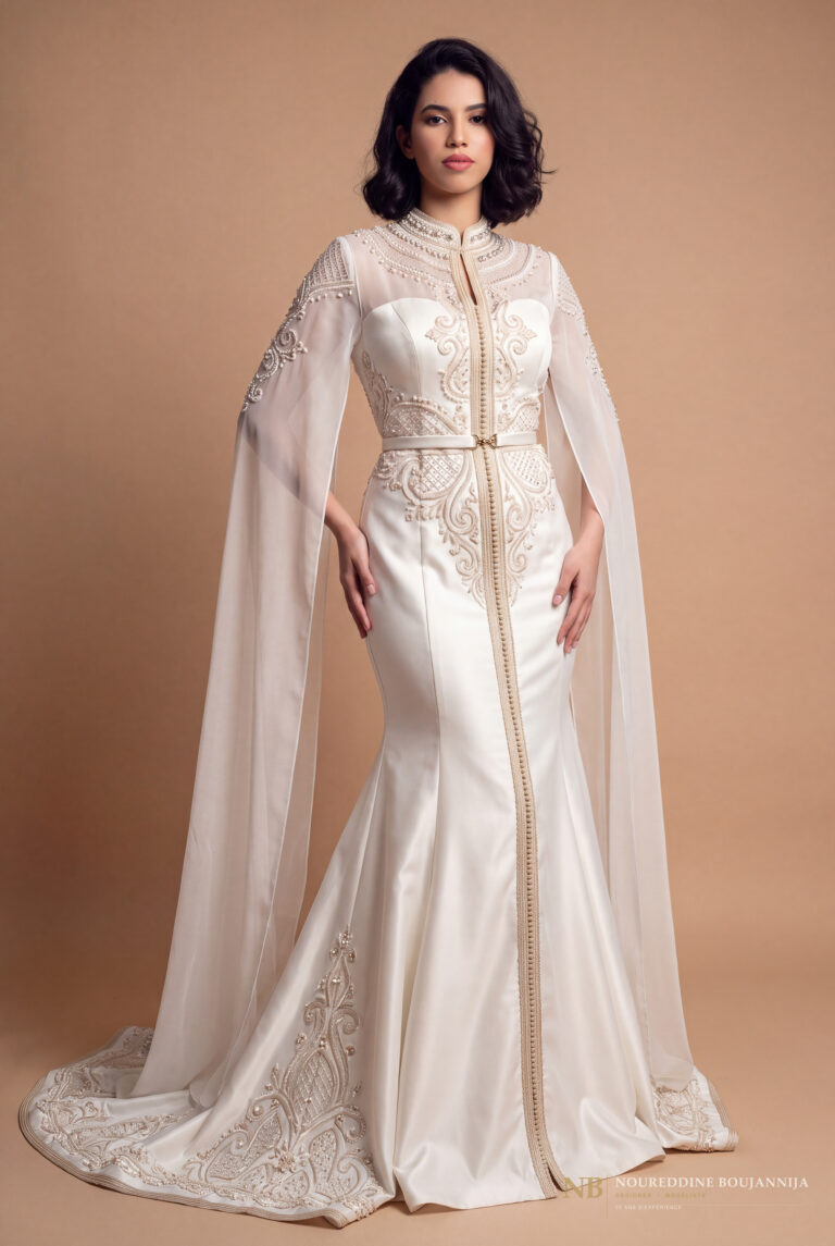 Caftan ivoire cape Éclat Central – vue principale