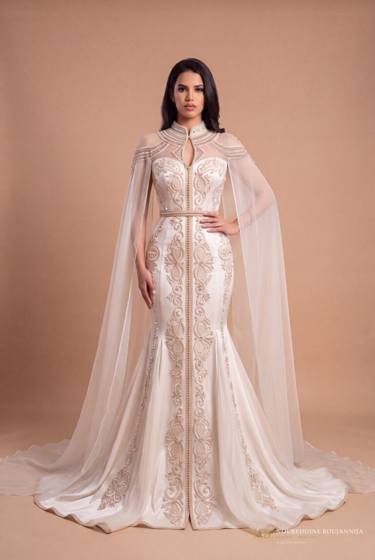 Caftan ivoire cape Signature Nacrée – vue principale