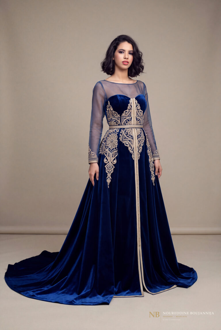Caftan velours bleu nuit Palais – vue principale