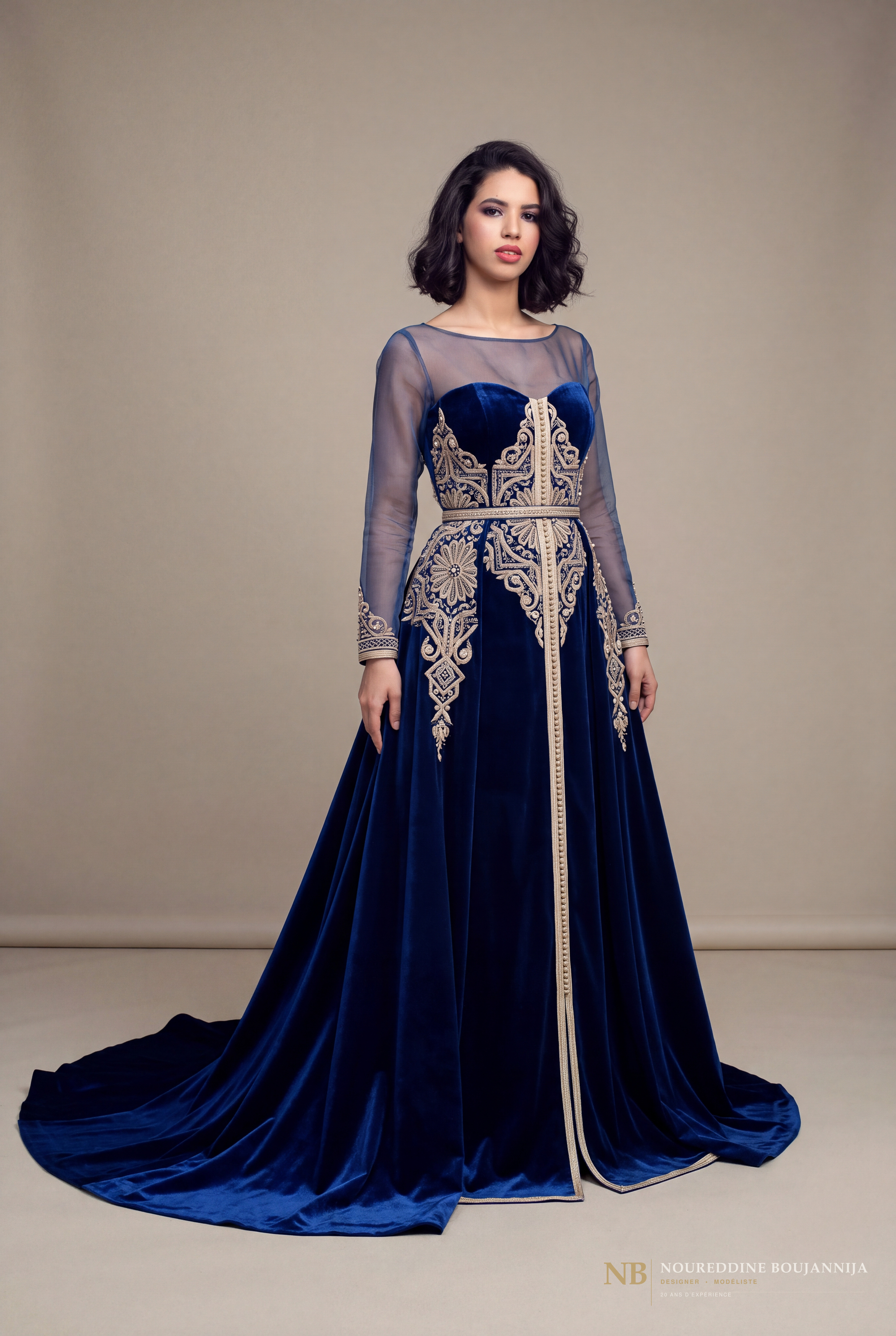 Caftan velours bleu nuit Palais – vue principale
