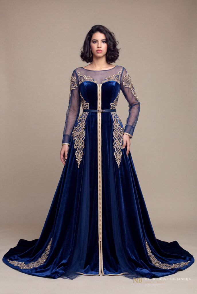 Caftan velours bleu nuit Sillage – vue principale