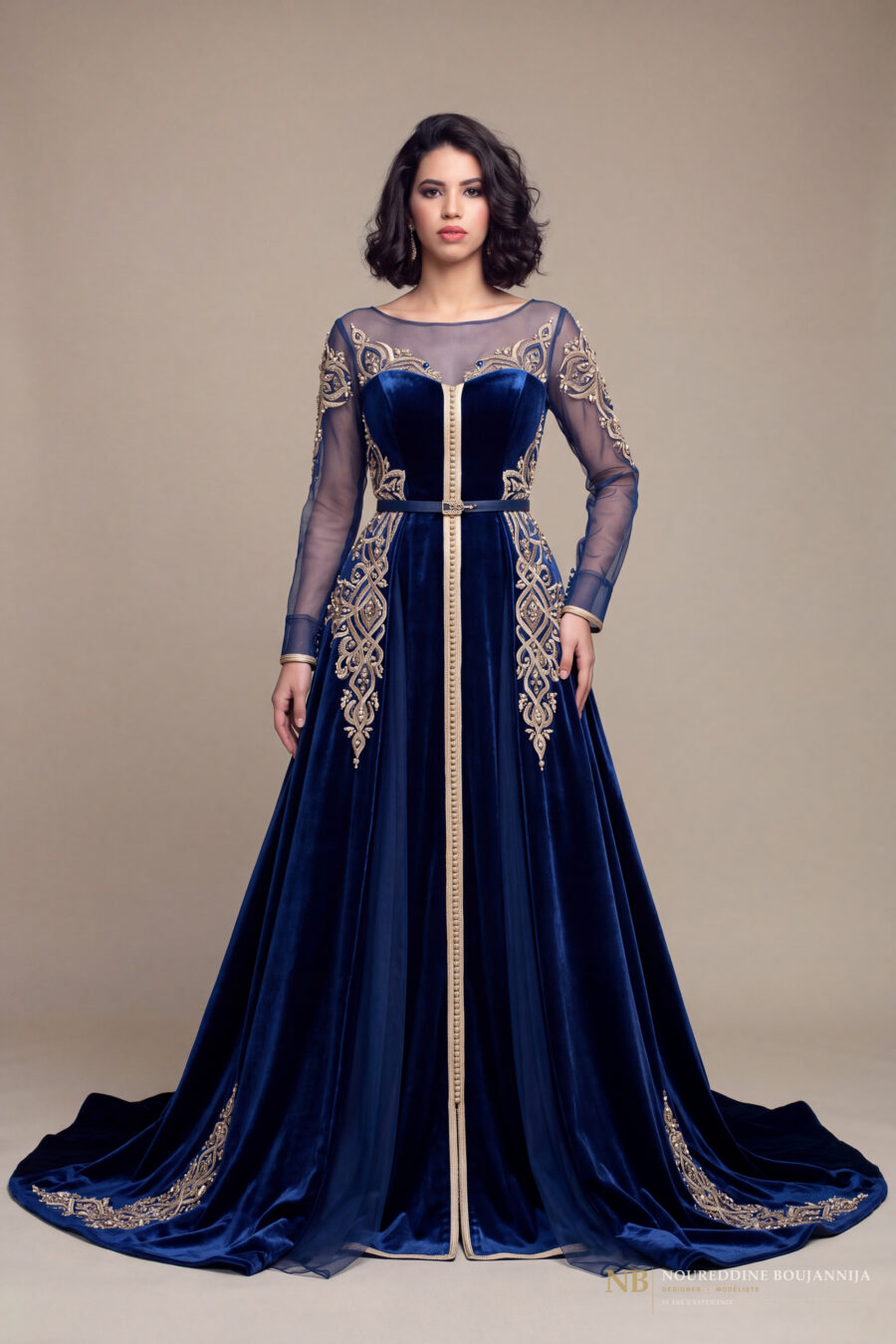 Caftan velours bleu nuit Sillage – vue principale