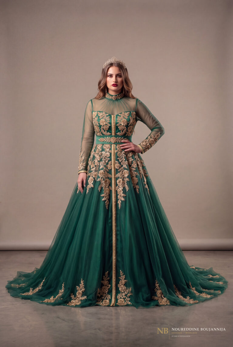 Caftan vert émeraude Jardin Doré – vue principale