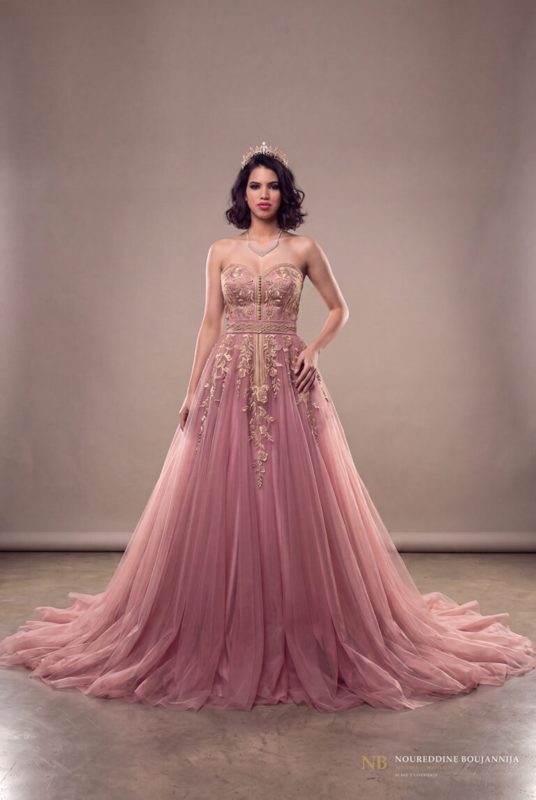 Robe caftan rose poudré Roseraie – vue principale