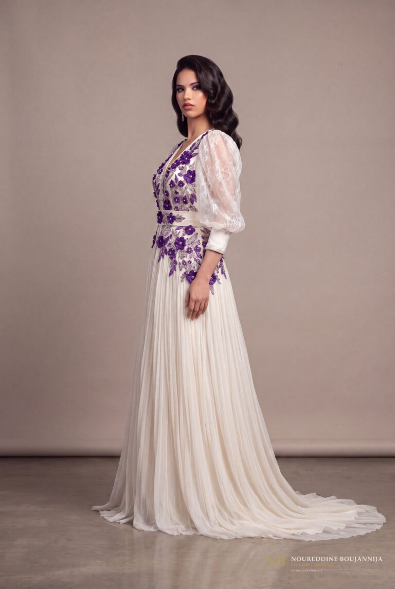 Robe caftan ivoire Violette – vue principale