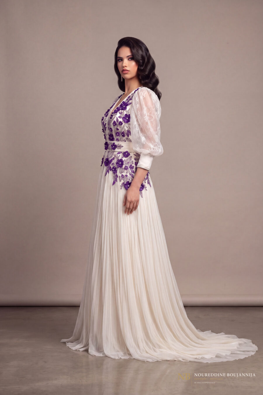 Robe caftan ivoire Violette – vue principale
