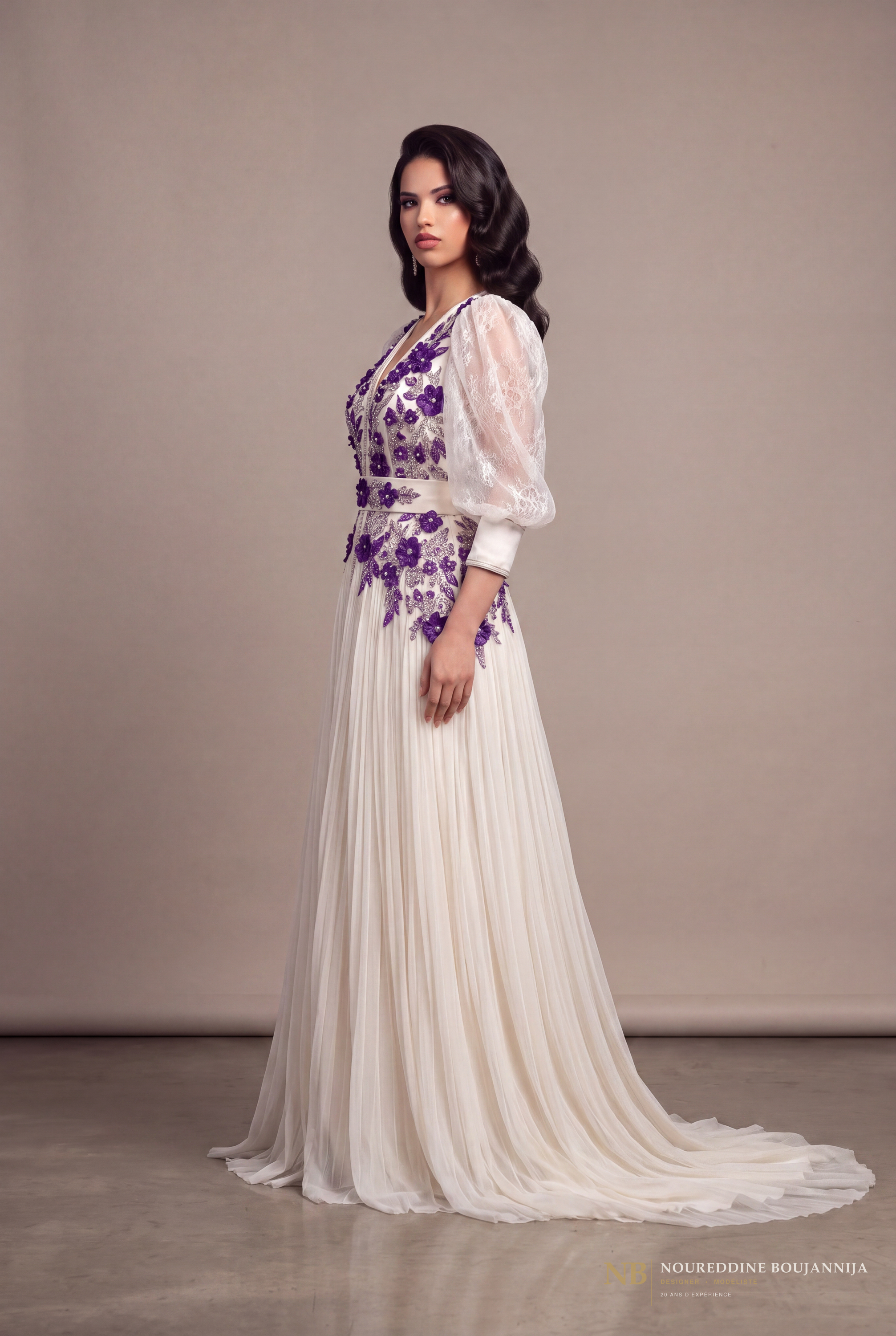 Robe caftan ivoire Violette – vue principale