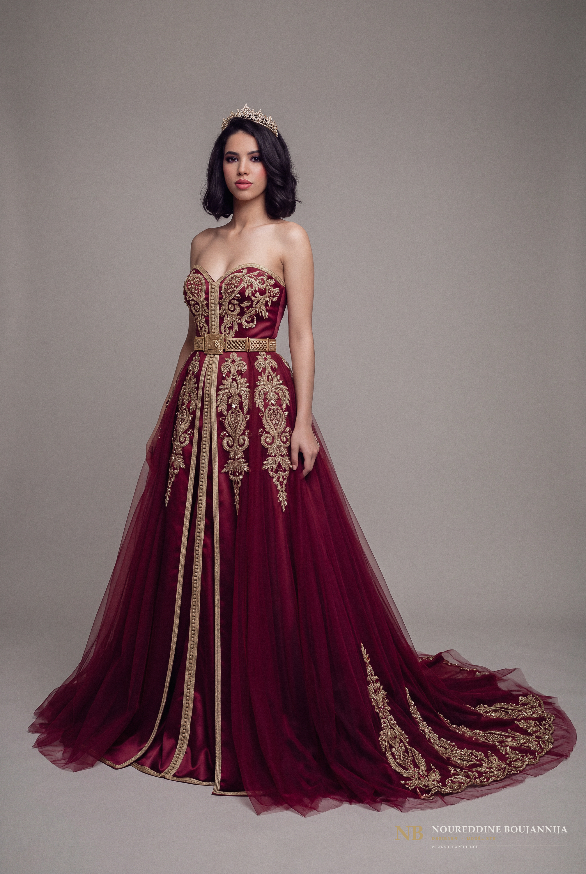 Caftan bustier bordeaux Grenat Héritage