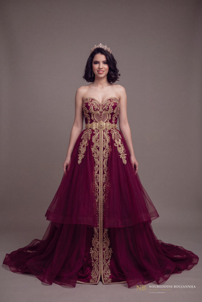 Caftan bustier bordeaux Cascade Grenat