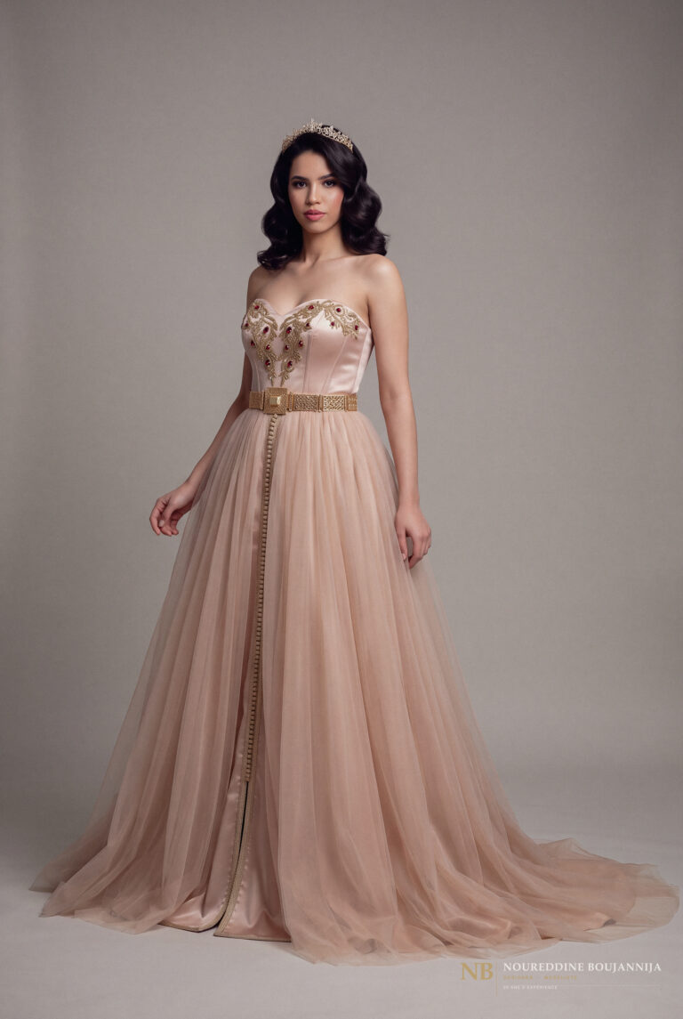 Caftan bustier rose poudré Pétale Rosé