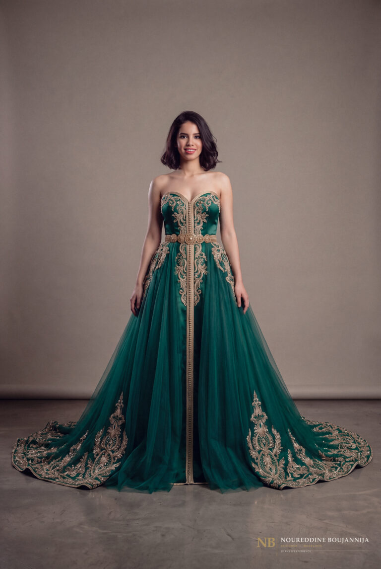 Caftan bustier vert émeraude Arabesque Émeraude
