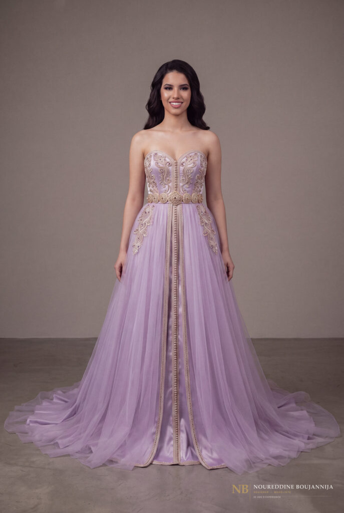 Caftan bustier lilas Brume de Lilas