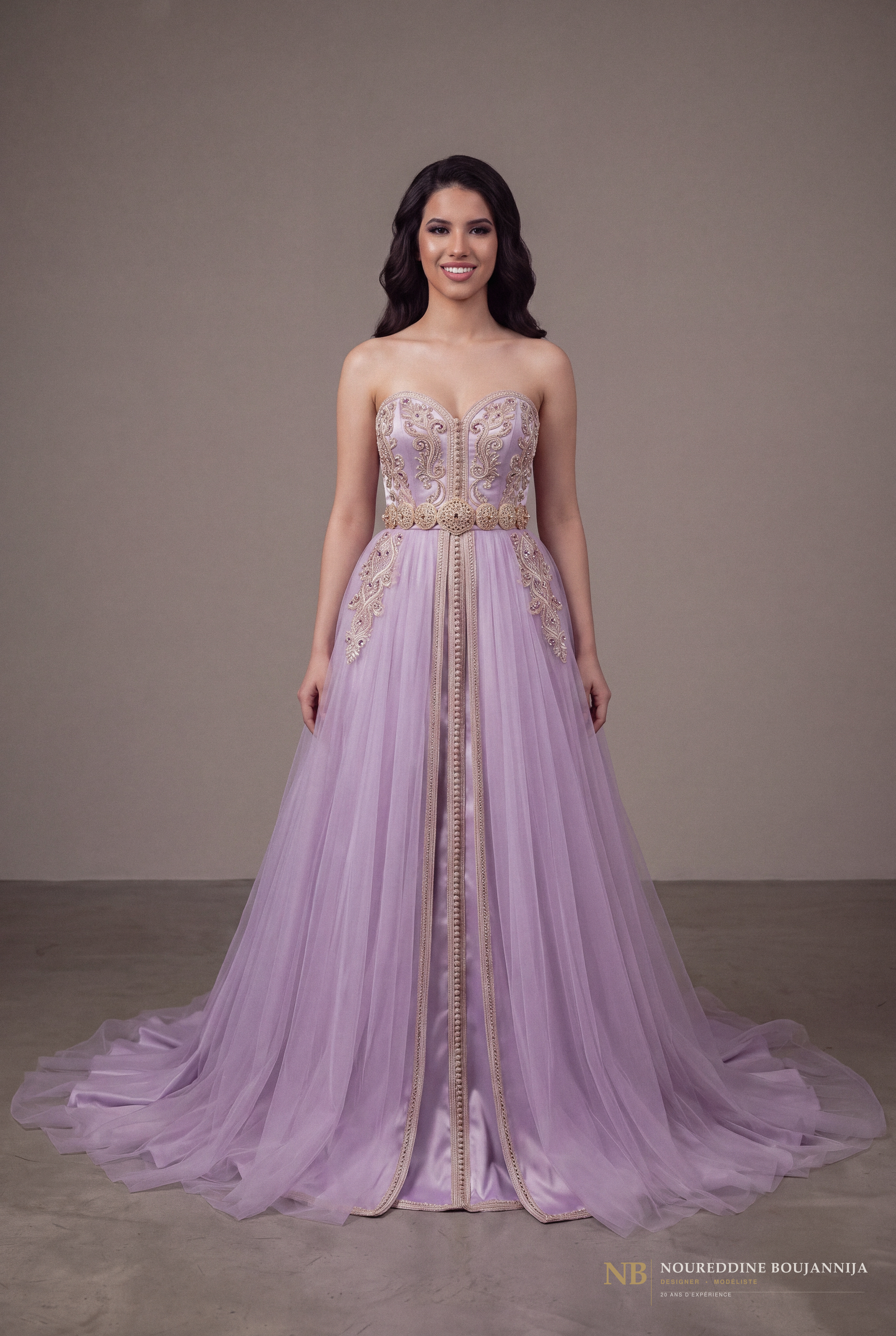 Caftan bustier lilas Brume de Lilas