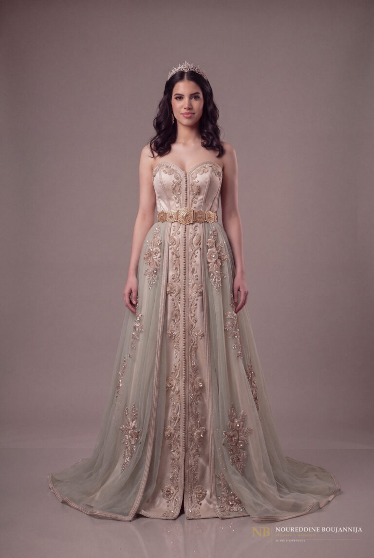 Caftan bustier vert sauge Sauge Ciselée