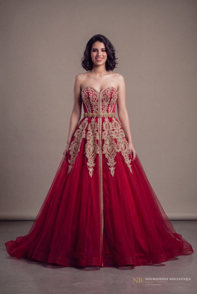 Caftan bustier rouge rubis Rubis d’Atelier