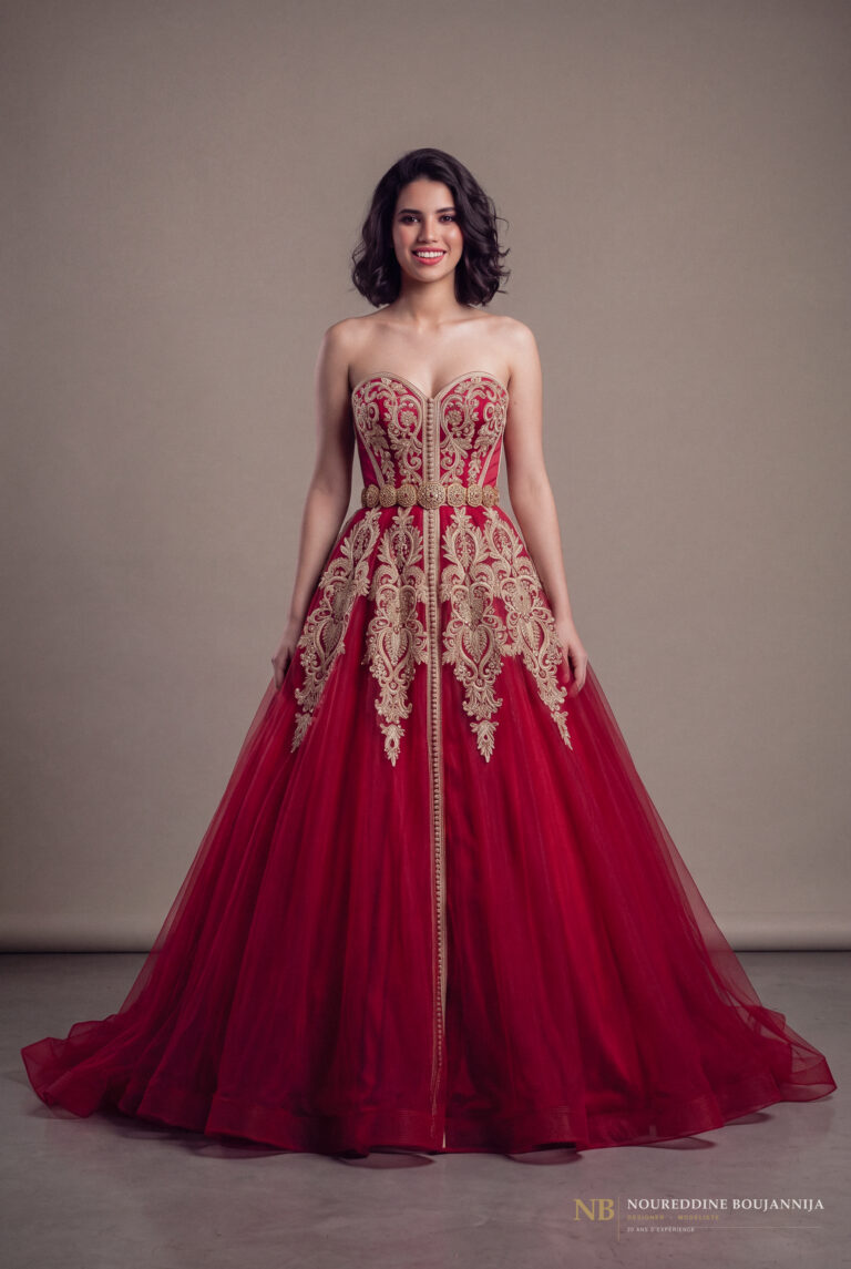 Caftan bustier rouge rubis Rubis d’Atelier
