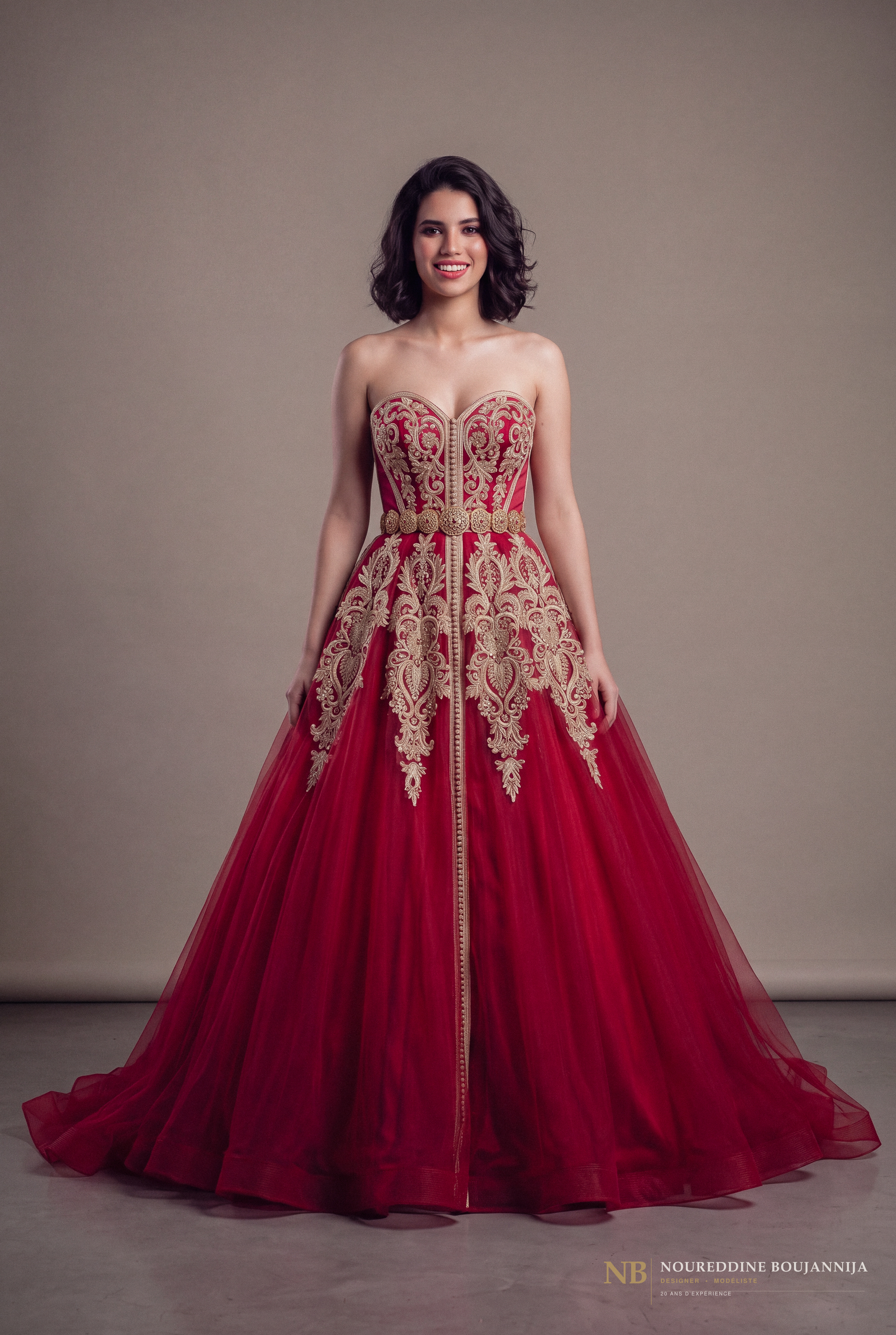 Caftan bustier rouge rubis Rubis d’Atelier