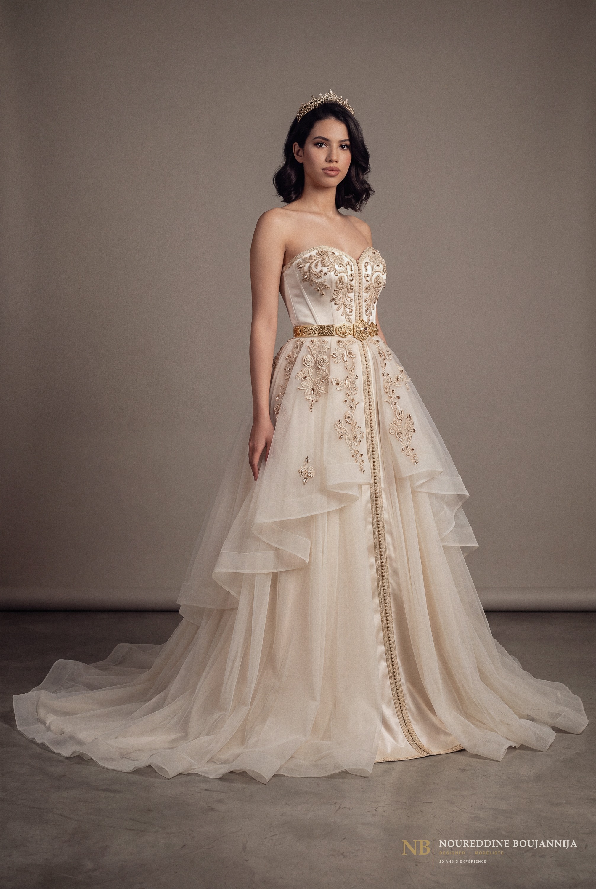 Caftan bustier ivoire Cascade de Nacre
