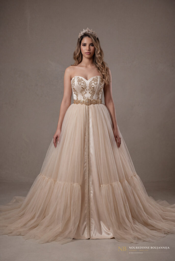 Caftan bustier écru Plissé de Nacre
