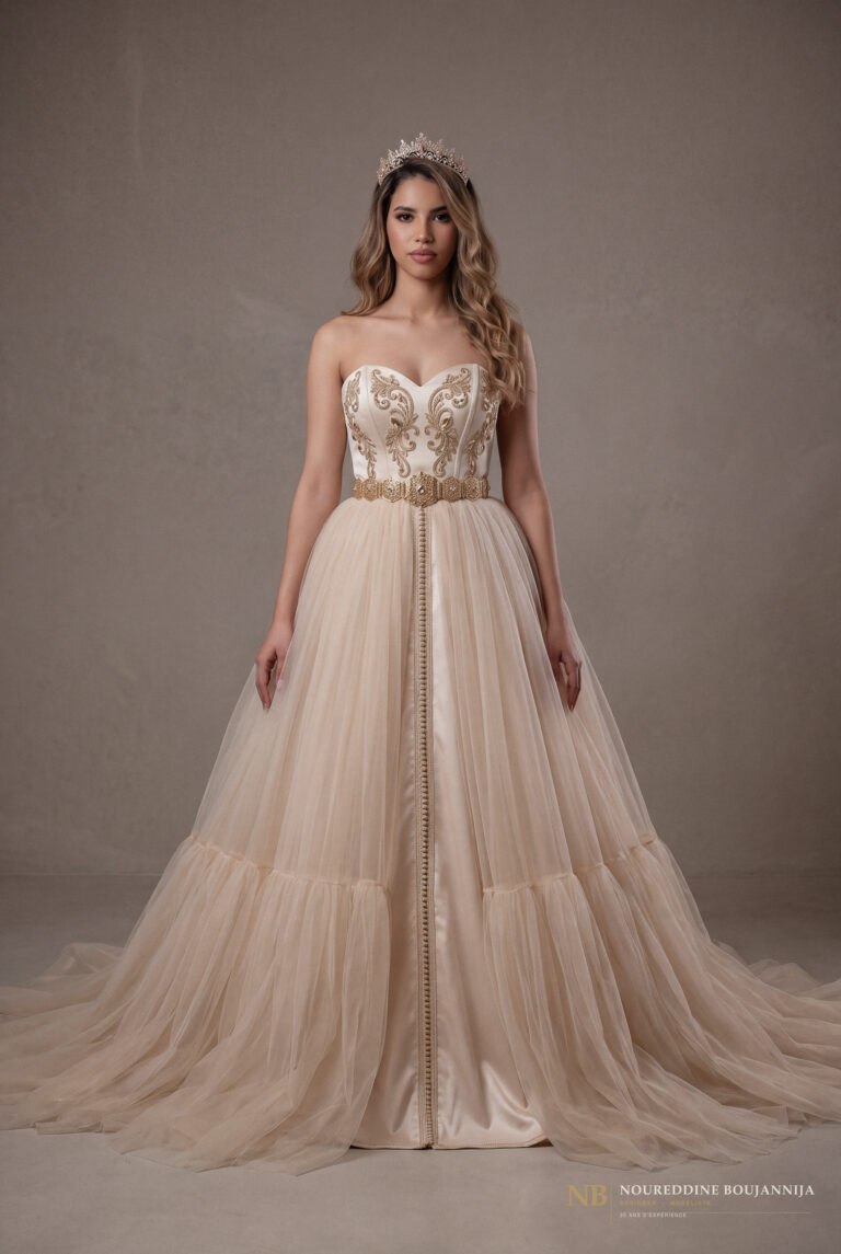 Caftan bustier ivoire Plissé de Nacre