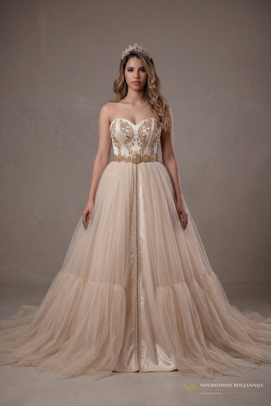 Caftan bustier écru Plissé de Nacre