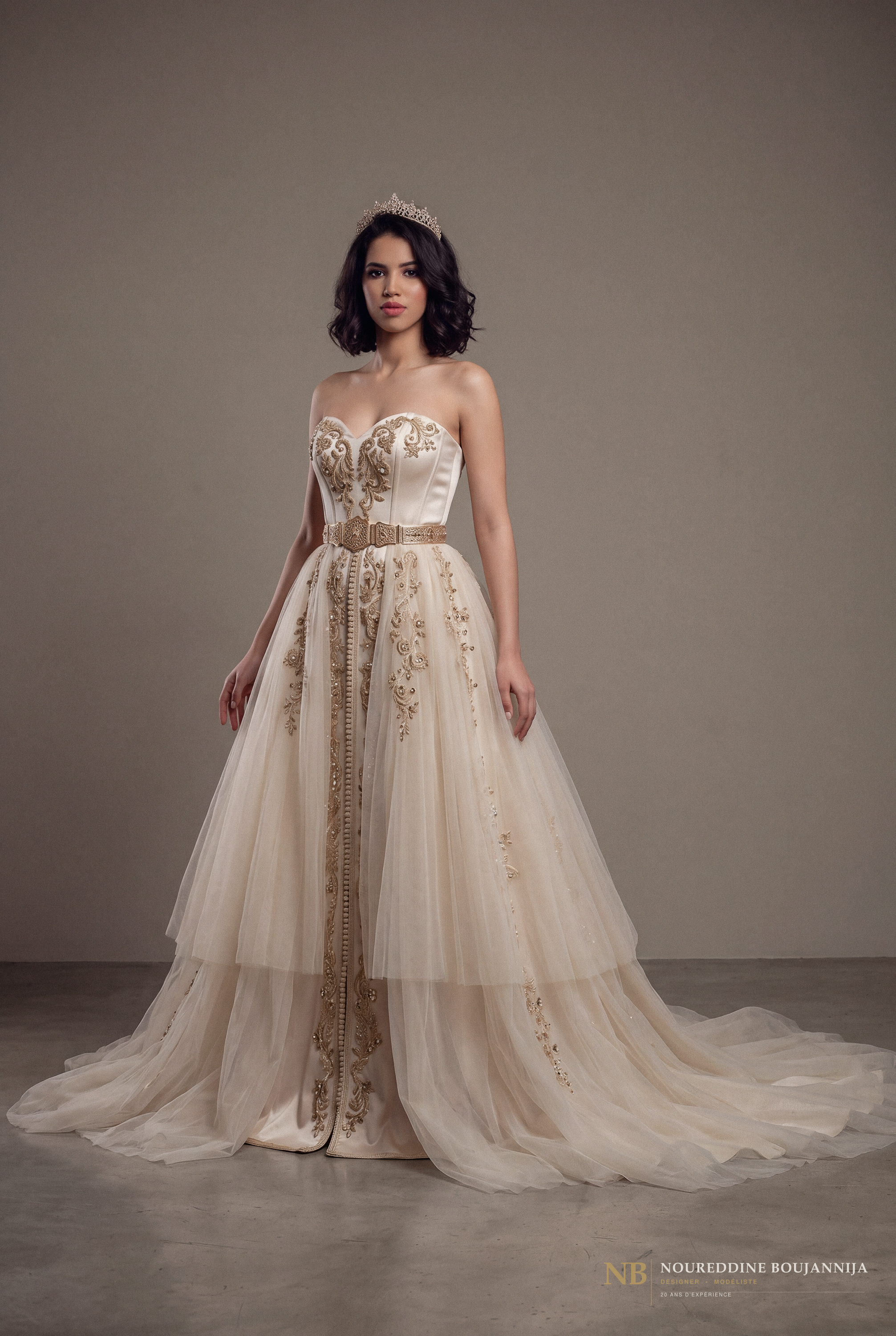Caftan bustier ivoire Double Voile