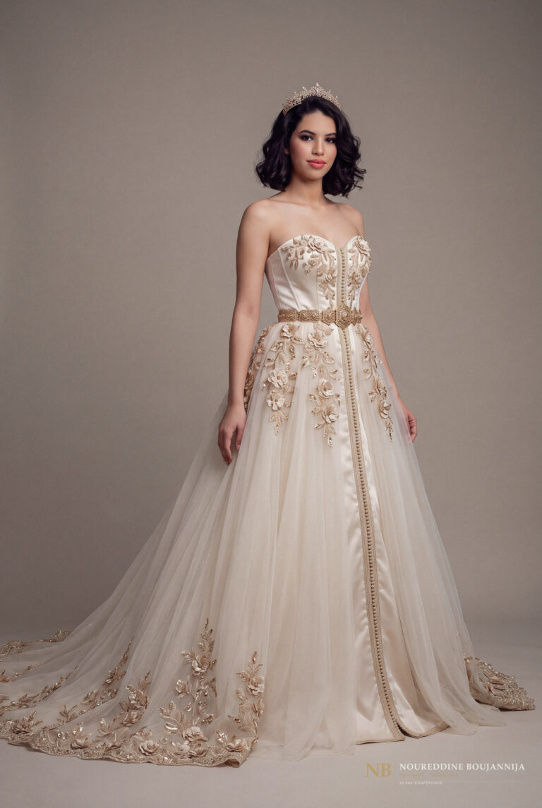 Caftan bustier ivoire Jardin de Nacre