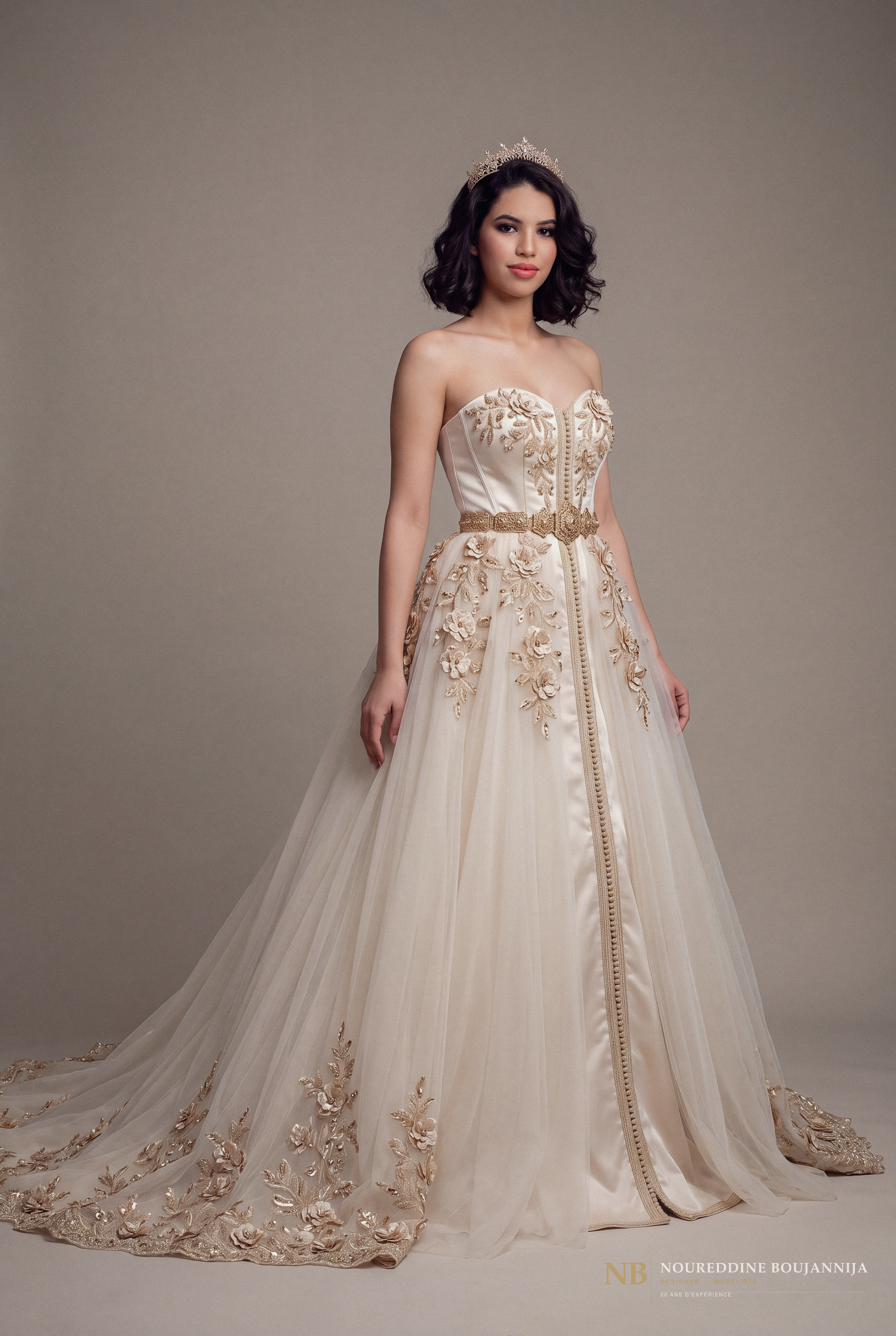 Caftan bustier ivoire Jardin de Nacre