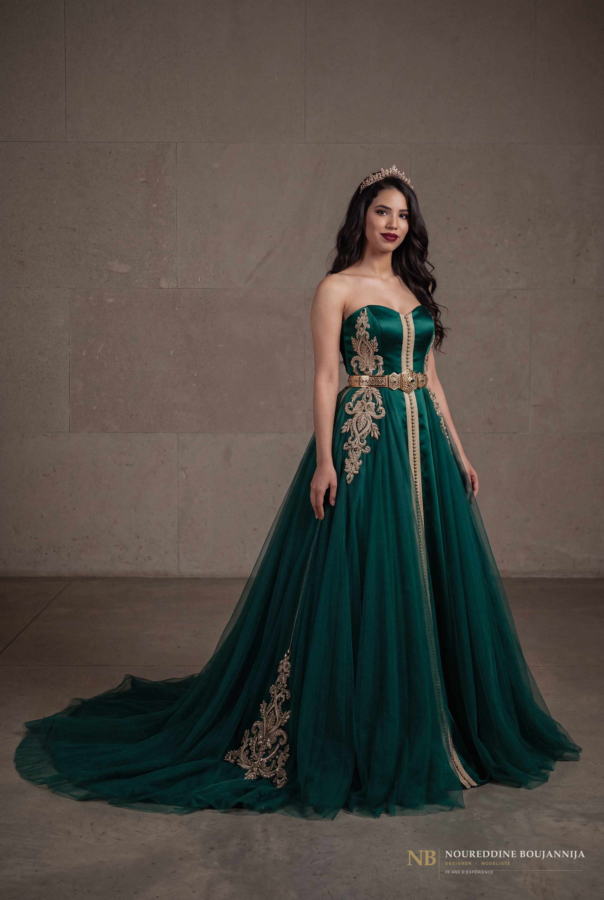 Caftan bustier vert émeraude Ligne Précieuse