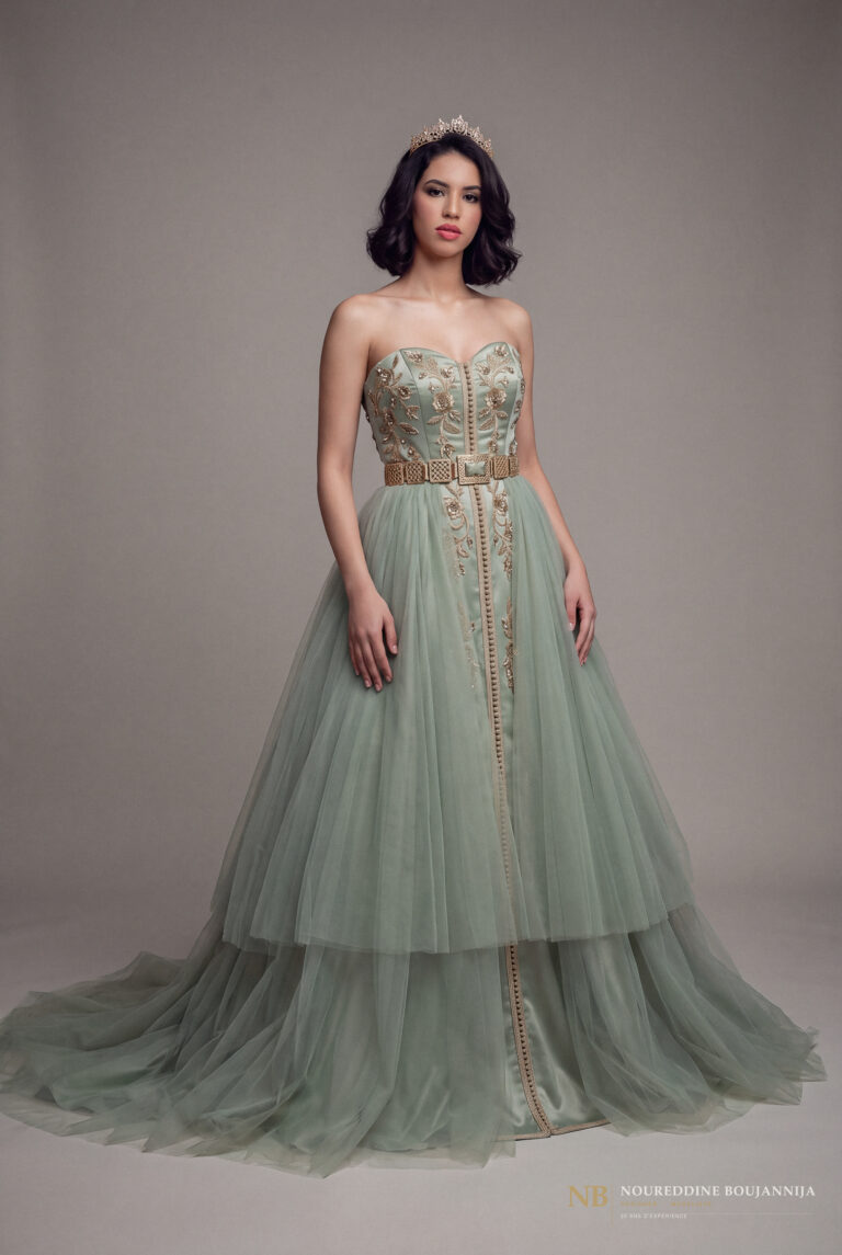 Caftan bustier vert menthe Cascade Menthe