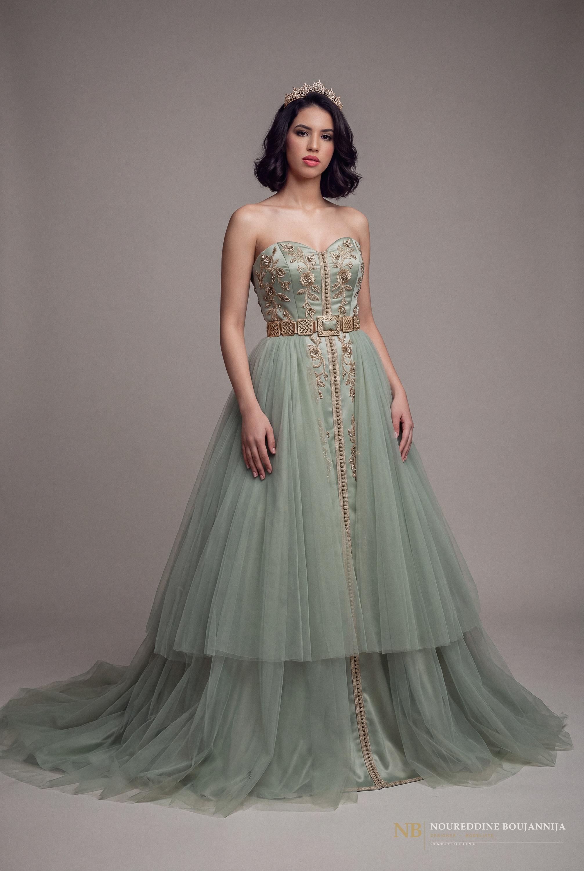 Caftan bustier vert menthe Cascade Menthe