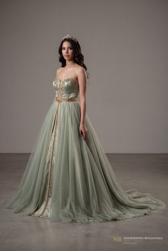 Caftan bustier vert menthe Ligne Menthe